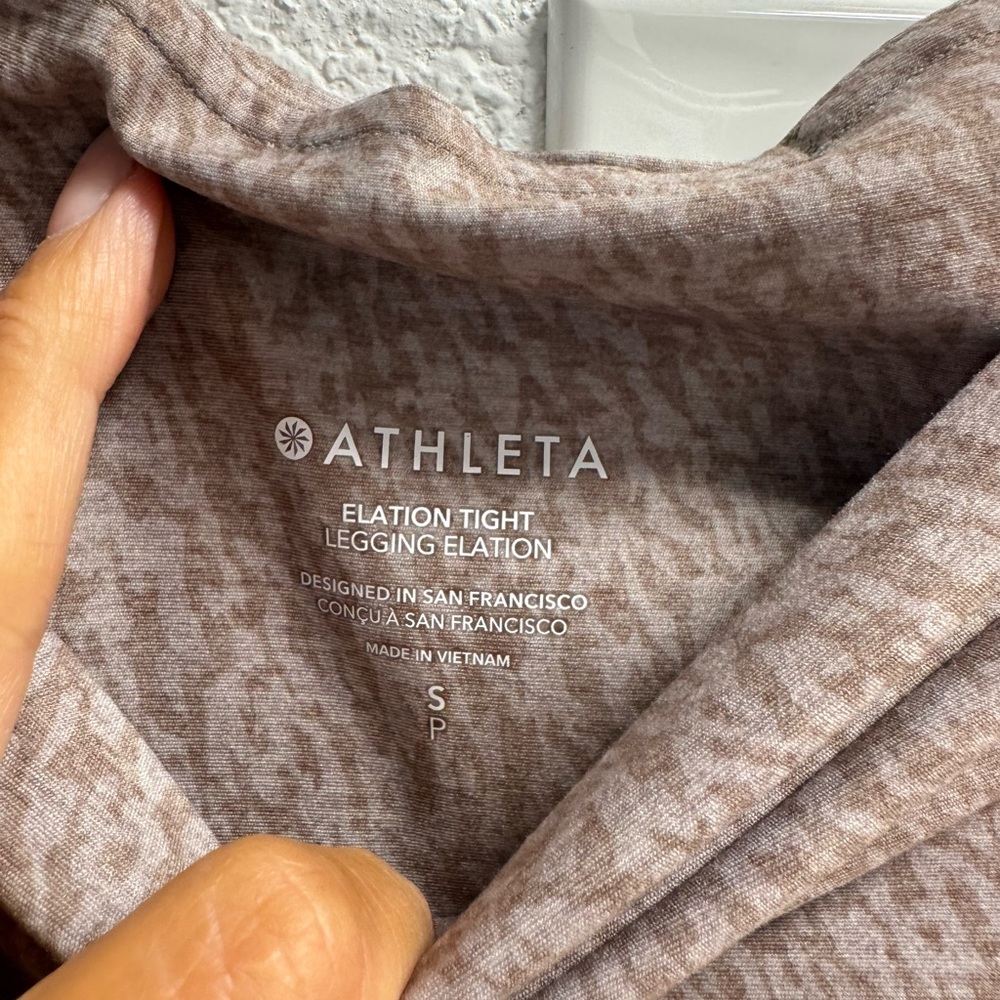 Athleta Micro Zebra Brown High-Waisted Elation Stretchy Tight Leggings SM - Picture 5 of 8